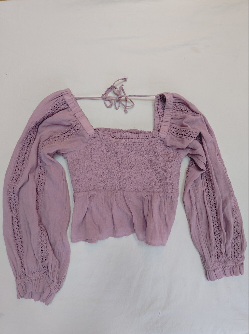 Smocked Off-Shoulder Women's Top in Lavender M